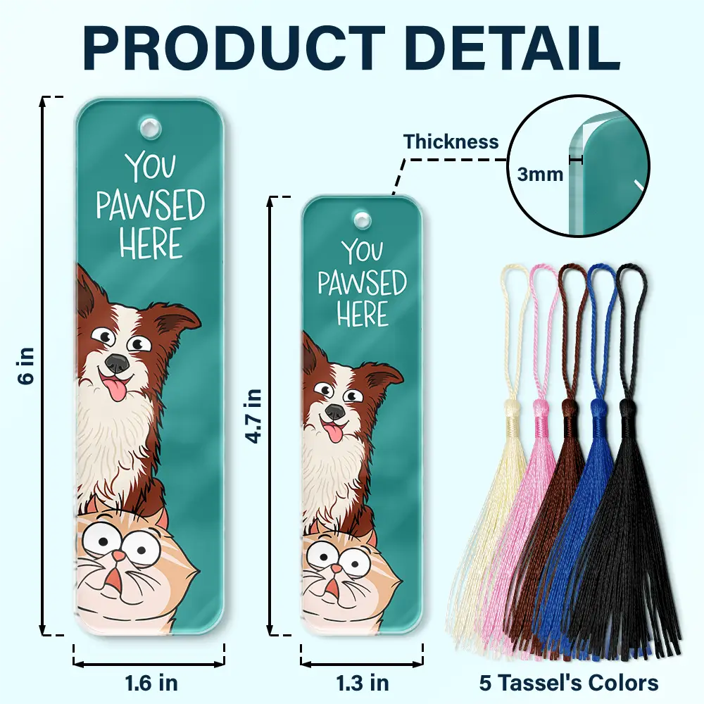 Pet Lovers You Pawsed Here - Personalized Acrylic Bookmark