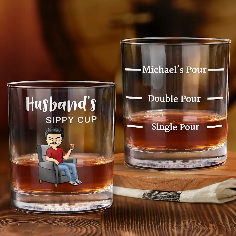 Grandpa Daddy Husband's Sippy Cup - Personalized Whiskey Glass