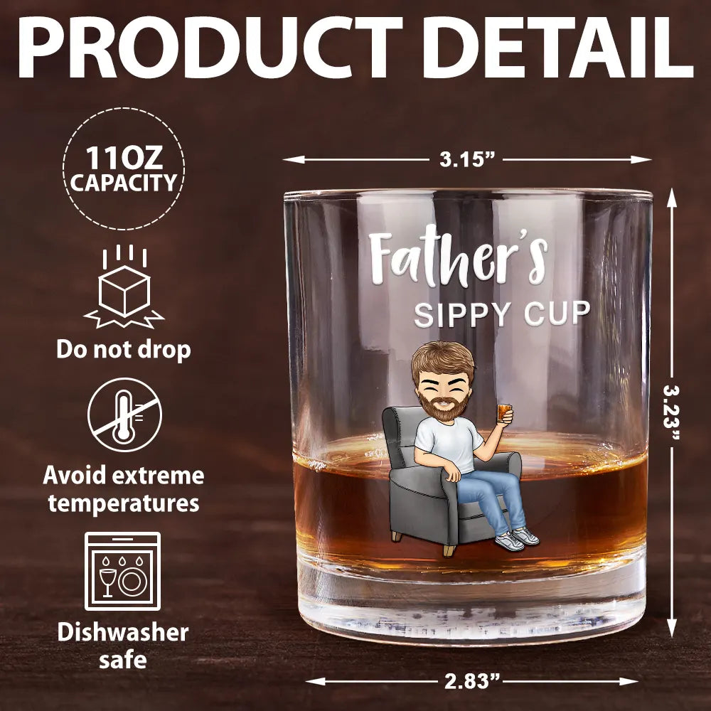 Grandpa Daddy Husband's Sippy Cup - Personalized Whiskey Glass