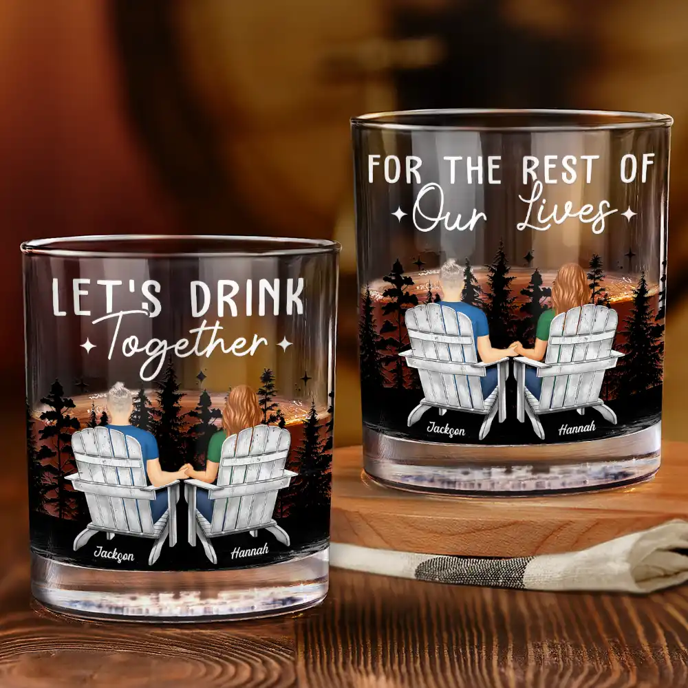 Camping Couple For The Rest Of Our Lives - Personalized Whiskey Glass