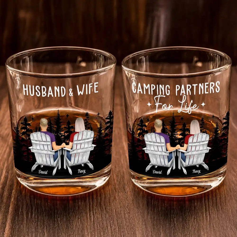 Camping Couple For The Rest Of Our Lives - Personalized Whiskey Glass