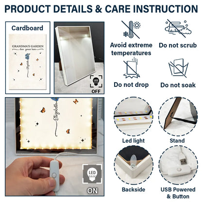 Grandma's Garden Birth Month Flower - Personalized LED Mirror Frame Lamp