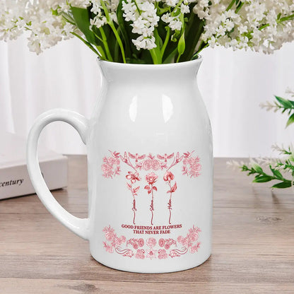Toile De Jouy Birth Flower Grow An Old Friend - Personalized Ceramic Flower Vase