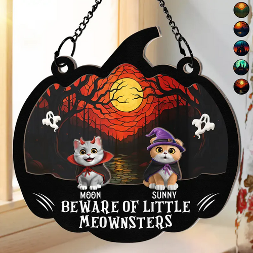 Beware Of Little Woofsters & Meownsters - Personalized Window Hanging Suncatcher Ornament