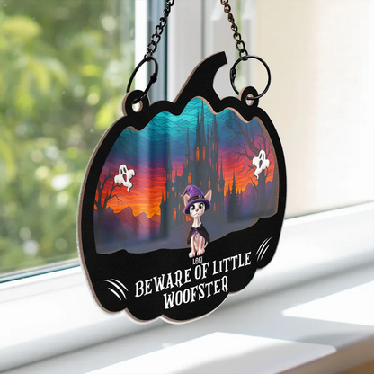 Beware Of Little Woofsters & Meownsters - Personalized Window Hanging Suncatcher Ornament