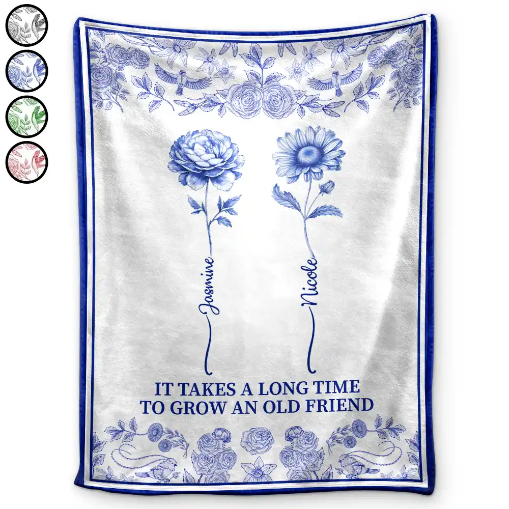 Toile De Jouy Birth Flower Grow An Old Friend - Personalized Blanket