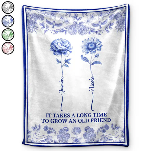 Toile De Jouy Birth Flower Grow An Old Friend - Personalized Blanket