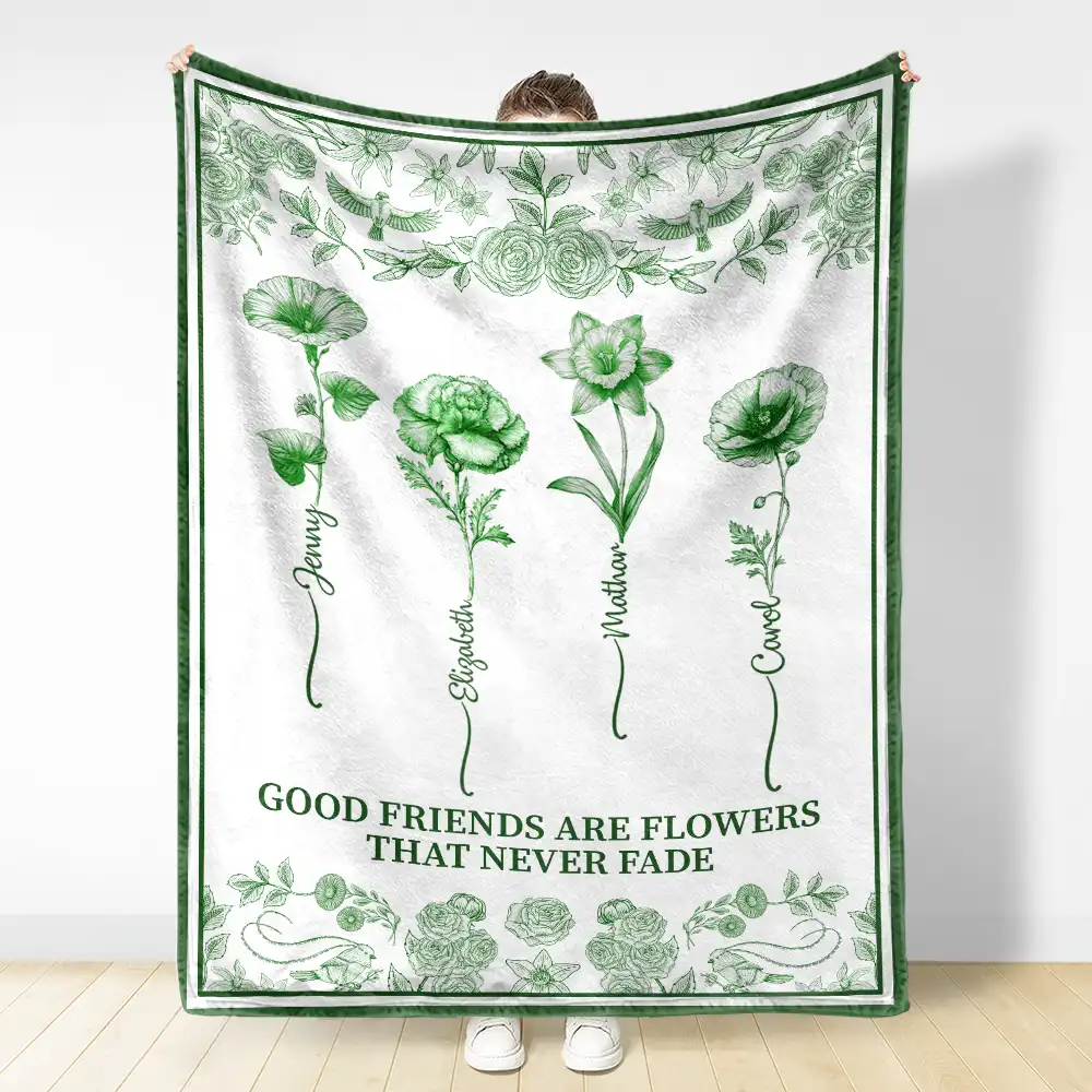 Toile De Jouy Birth Flower Grow An Old Friend - Personalized Blanket