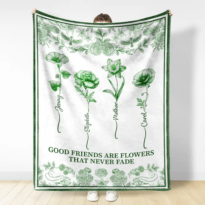 Toile De Jouy Birth Flower Grow An Old Friend - Personalized Blanket