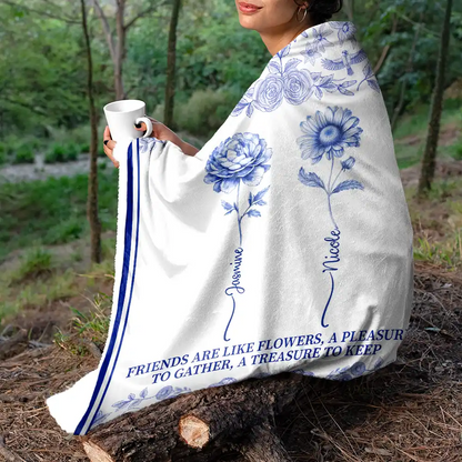 Toile De Jouy Birth Flower Grow An Old Friend - Personalized Blanket