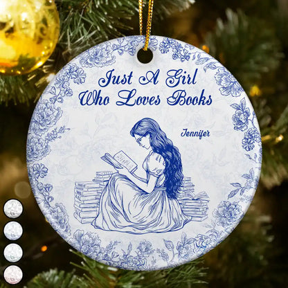 A Girl Who Loves Books Chinoiserie Toile De Jouy - Personalized Circle Acrylic Ornament