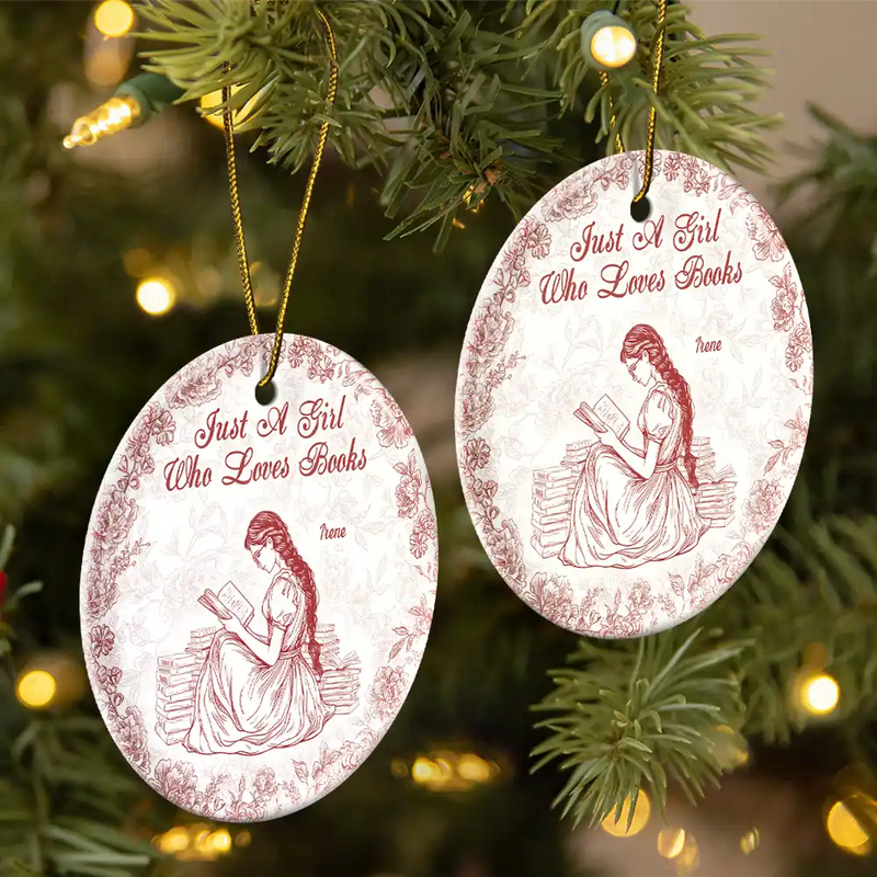 A Girl Who Loves Books Chinoiserie Toile De Jouy - Personalized Circle Acrylic Ornament
