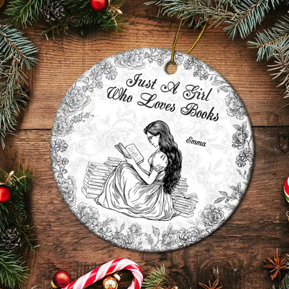A Girl Who Loves Books Chinoiserie Toile De Jouy - Personalized Circle Acrylic Ornament