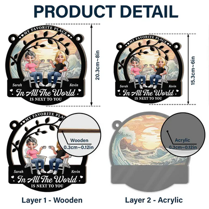 Couple Starry Night My Favorite Place In All The World - Personalized Window Hanging Suncatcher Ornament