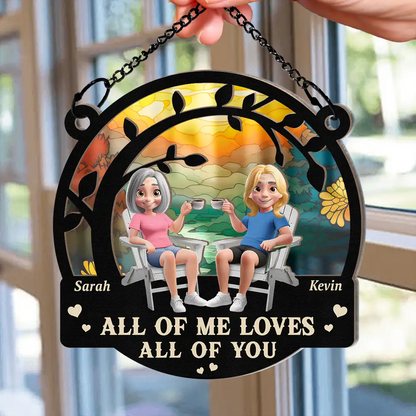 3D Effect Old Couple From Our First Kiss - Personalized Window Hanging Suncatcher Ornament