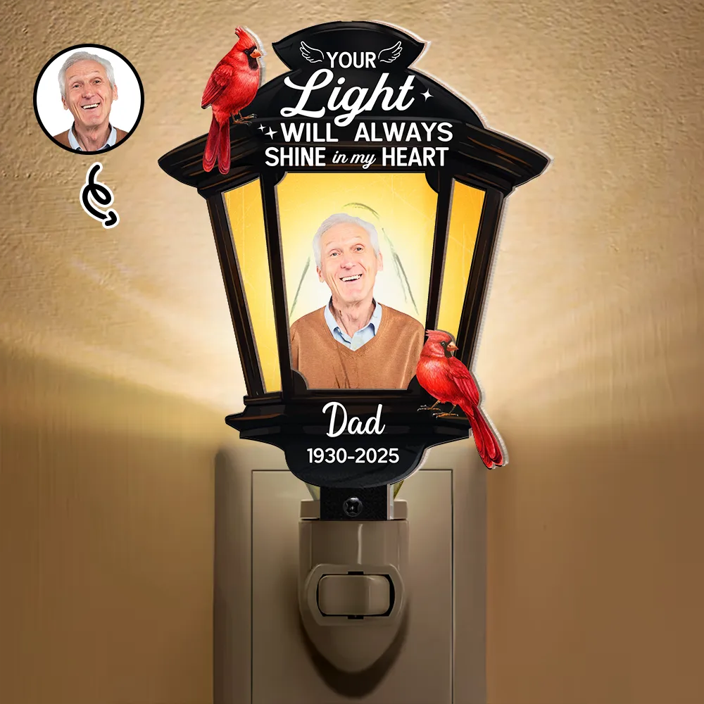 Custom Photo Cardinal Bird Your Light Will Always Shine - Personalized Plug-in Night Light