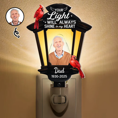 Custom Photo Cardinal Bird Your Light Will Always Shine - Personalized Plug-in Night Light