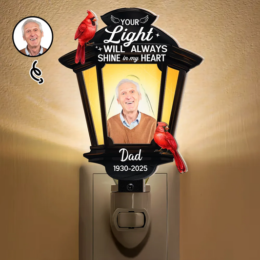 Custom Photo Cardinal Bird Your Light Will Always Shine - Personalized Plug-in Night Light