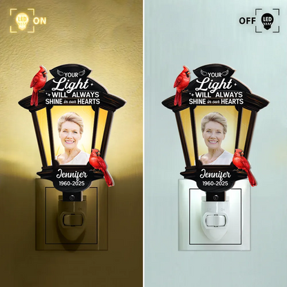 Custom Photo Cardinal Bird Your Light Will Always Shine - Personalized Plug-in Night Light