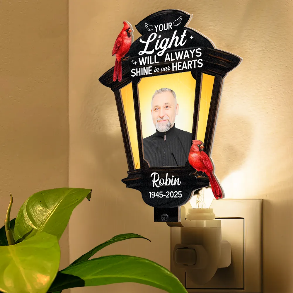 Custom Photo Cardinal Bird Your Light Will Always Shine - Personalized Plug-in Night Light