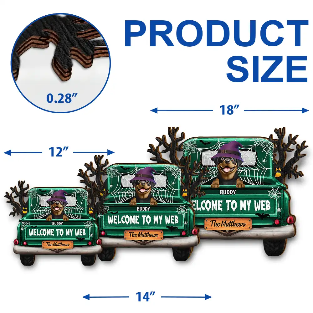 Welcome To Our Web Halloween Truck - Personalized Custom Shaped Wood Sign