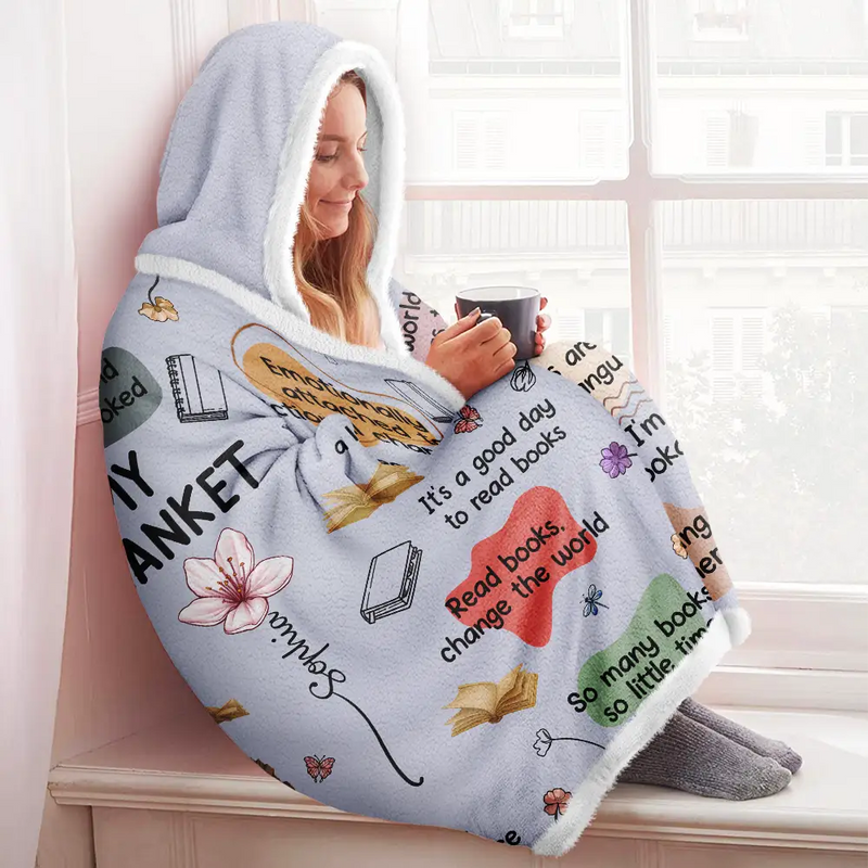 This Is My Reading Blanket Birth Month Flower - Personalized Wearable Hooded Blanket