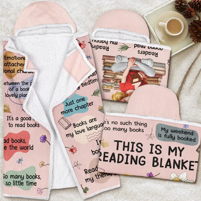 This Is My Reading Blanket Birth Month Flower - Personalized Wearable Hooded Blanket
