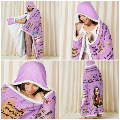 This Is My Reading Blanket Birth Month Flower - Personalized Wearable Hooded Blanket