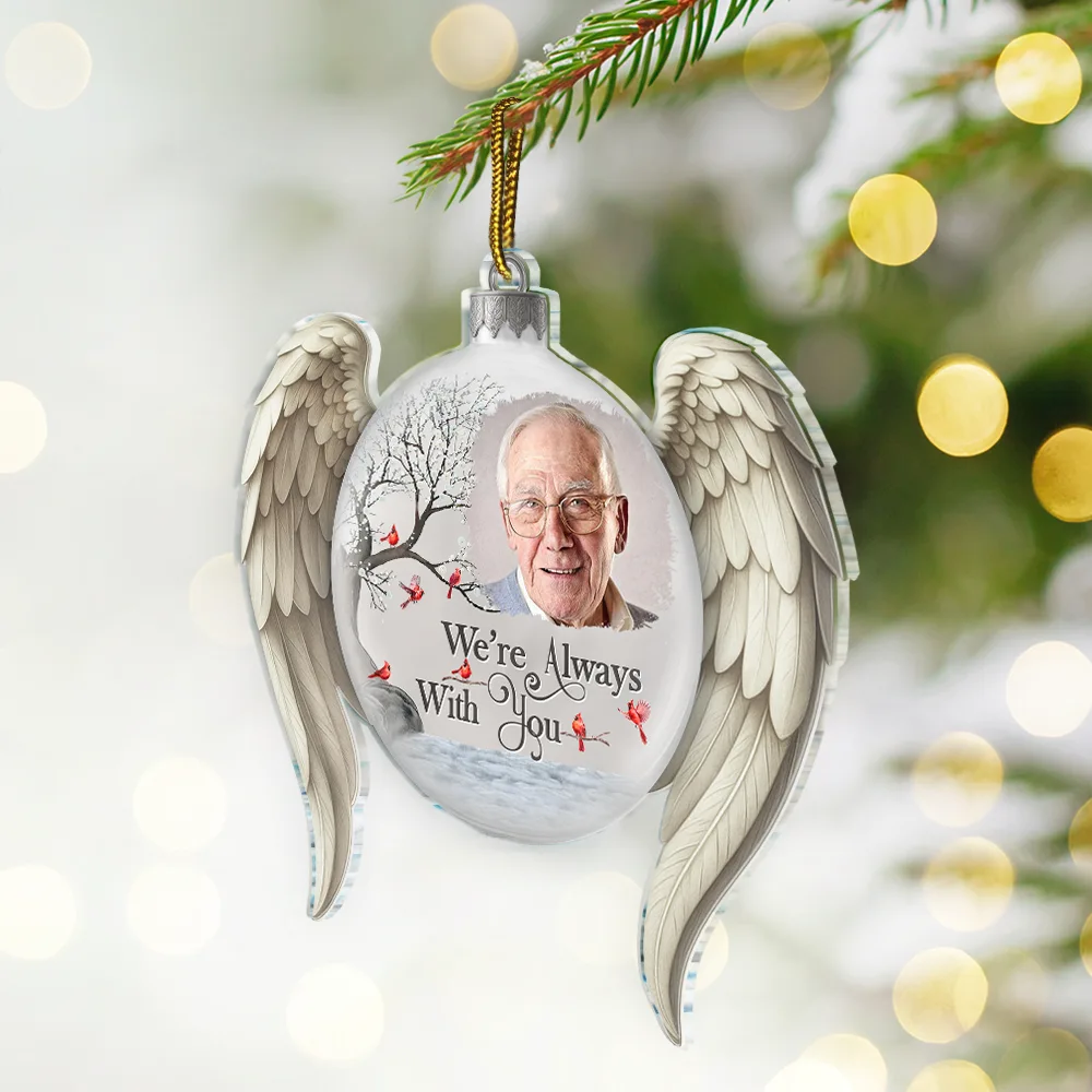 Custom Photo I'm Always With You Angel Wings - Personalized Custom Shaped Acrylic Ornament