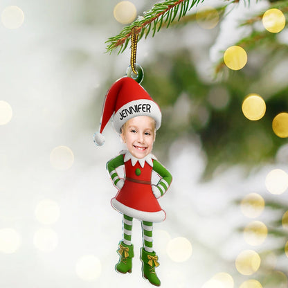 Christmas Kid Baby Little Elf 3D Effect - Personalized Custom Shaped Acrylic Ornament