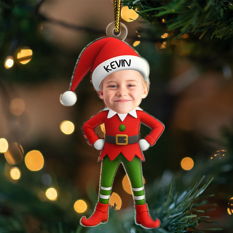 Christmas Kid Baby Little Elf 3D Effect - Personalized Custom Shaped Acrylic Ornament