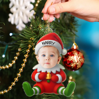 Christmas Kid Baby Little Elf 3D Effect - Personalized Custom Shaped Acrylic Ornament