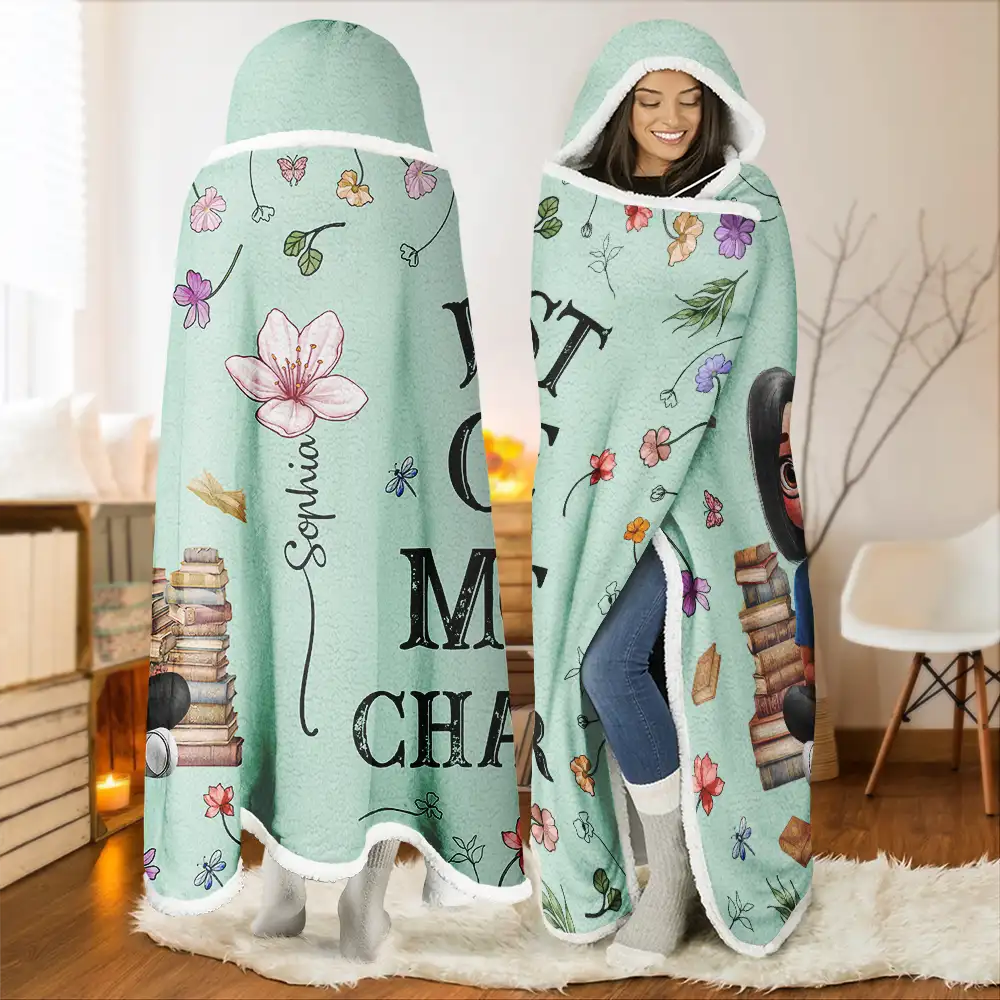 My Reading Blanket Reading Girl With Birth Month Flower - Personalized Wearable Hooded Blanket