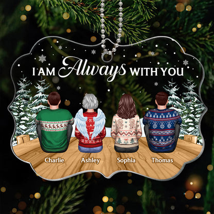 Always With You Family Memorial Remembrance Keepsake Bridge Forest Snow Personalized Acrylic Ornament