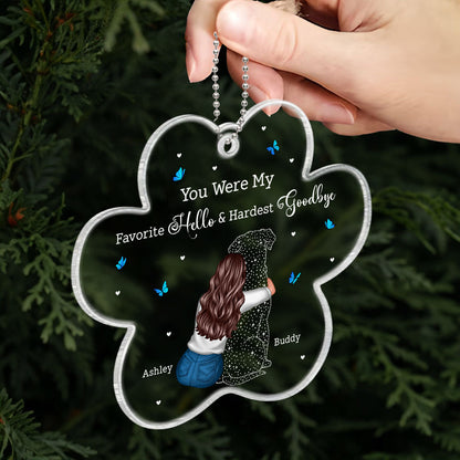 Dog Memorial Sitting Back View Memorial Keepsake Sympathy Gift Personalized Acrylic Ornament