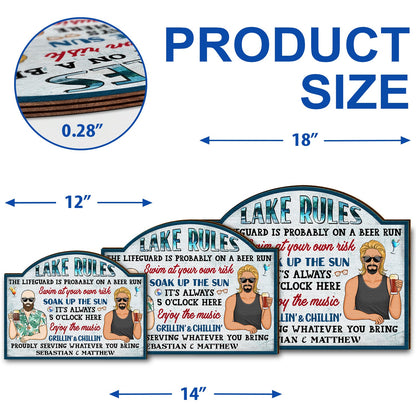 Pool Rules Swim At Your Own Risk Grilling - Home Decor, Backyard Decor, Gift For Her, Him, Couples, Husband, Wife, Family - Personalized Custom Shaped Wood Sign