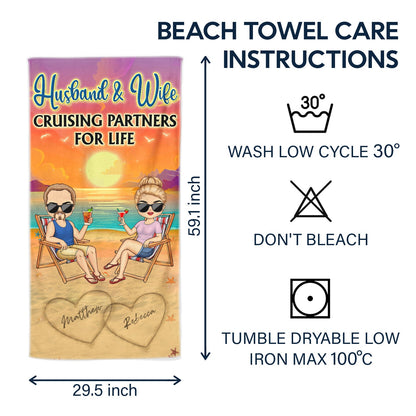 I Love You To The Beach And Back Chibi Traveling Beach Swimming Picnic Vacation - Birthday, Funny Gift For Her, Him, Couples, Family - Personalized Custom Beach Towel