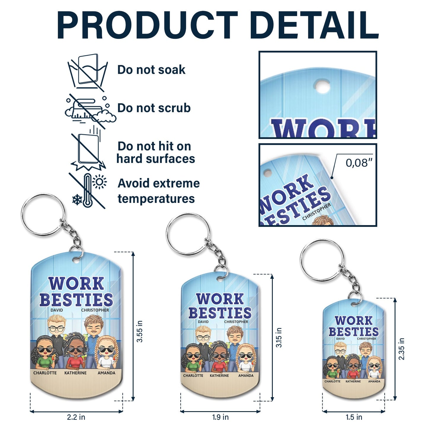 You Are The Reason I Don't Punch People At Work - Funny, Anniversary, Birthday Gifts For Colleagues, Coworker, Besties - Personalized Aluminum Keychain