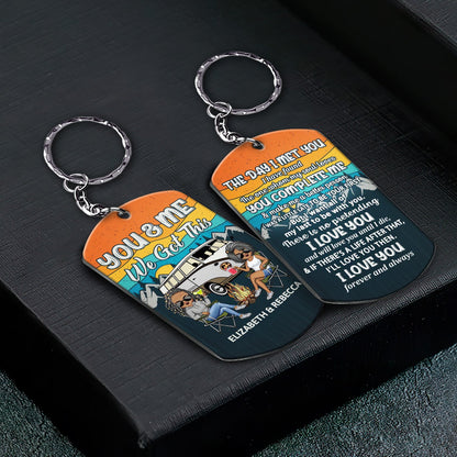 The Day I Met You - Anniversary, Loving Gifts For Couples, Husband, Wife, Camping Lovers - Personalized Aluminum Keychain