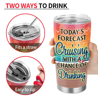 Cruising Through Life One Port At A Time Beach Cruise - Traveling, Vacation, Anniversary, Birthday Gift For Besties - Personalized Tumbler