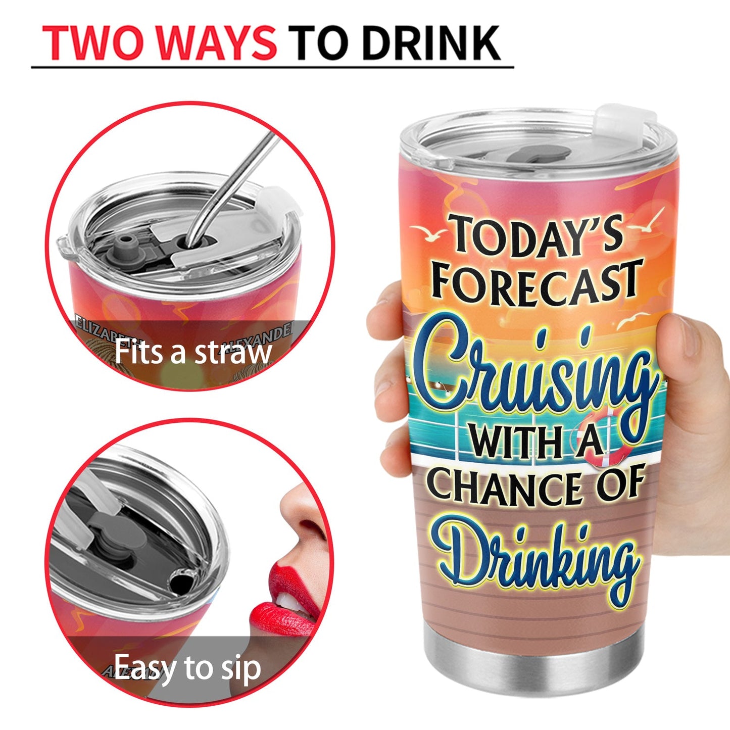 Cruising Through Life One Port At A Time Beach Cruise - Traveling, Vacation, Anniversary, Birthday Gift For Besties - Personalized Tumbler