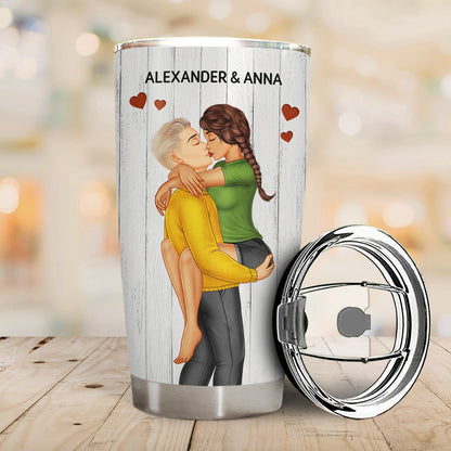 I Adore You And Love Every Part Of You Kissing Couple - Anniversary, Vacation, Funny Gift For Couples, Family - Personalized Tumbler