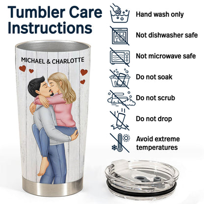 Congrats On Being My Husband Kissing Couple - Anniversary, Vacation, Funny Gift For Couples, Family - Personalized Tumbler