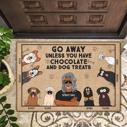 Go Away Unless You Have Alcohol And Dog Treats Funny Cartoon Dog - Gift For Dog Lovers, Couples - Personalized Doormat