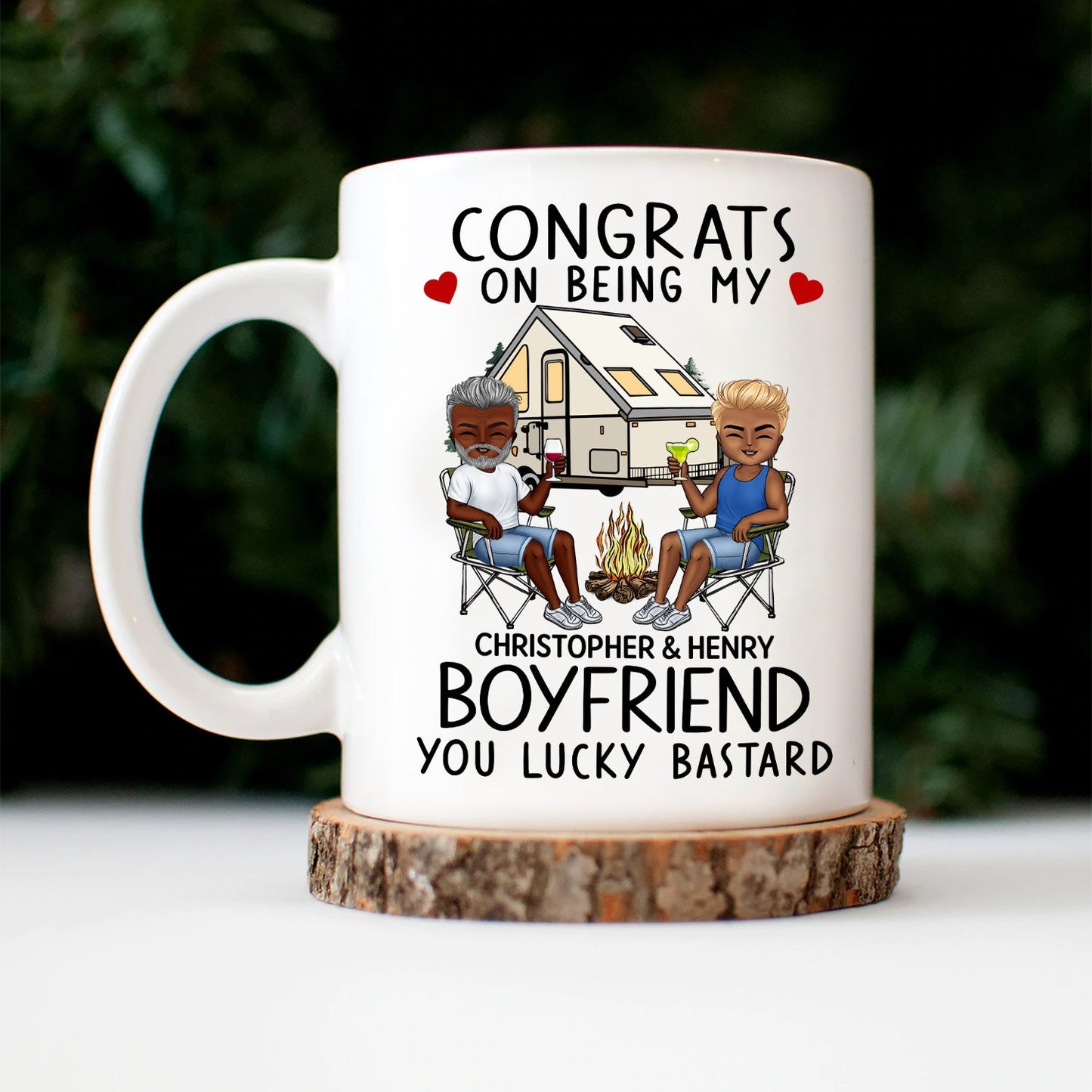 Congrats On Being My Husband Camping - Anniversary, Vacation, Funny Gift For Couples, Family - Personalized Mug