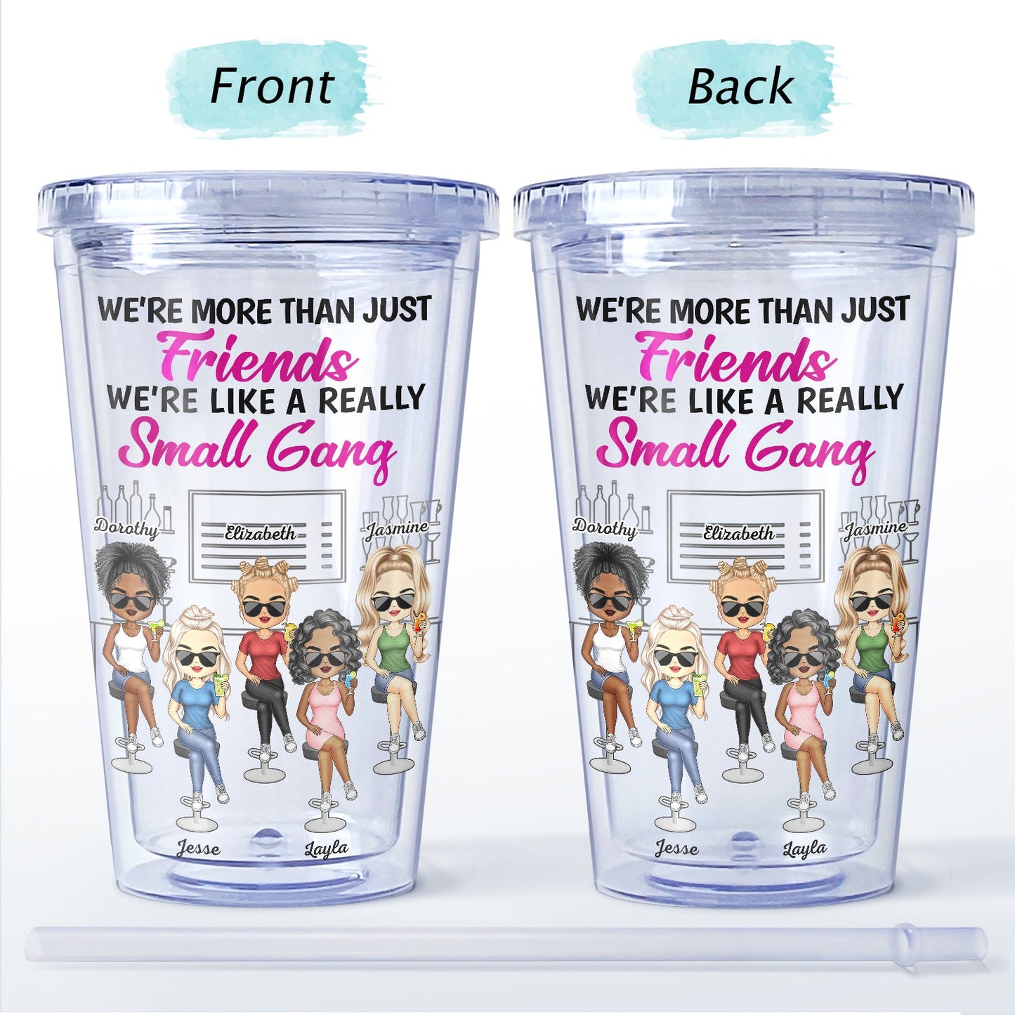 Here's To Another Year Of Bonding Over Alcohol - Funny, Anniversary, Birthday Gifts For Besties, BFF, Best Friends - Personalized Acrylic Insulated Tumbler With Straw