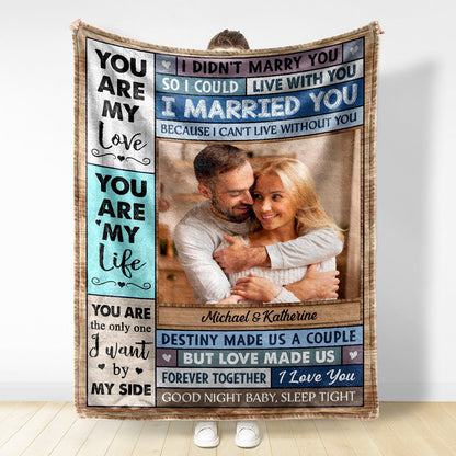 Custom Photo You Are My Love I Married You Because I Can't Live Without You Husband Wife - Gift For Couples - Personalized Fleece Blanket