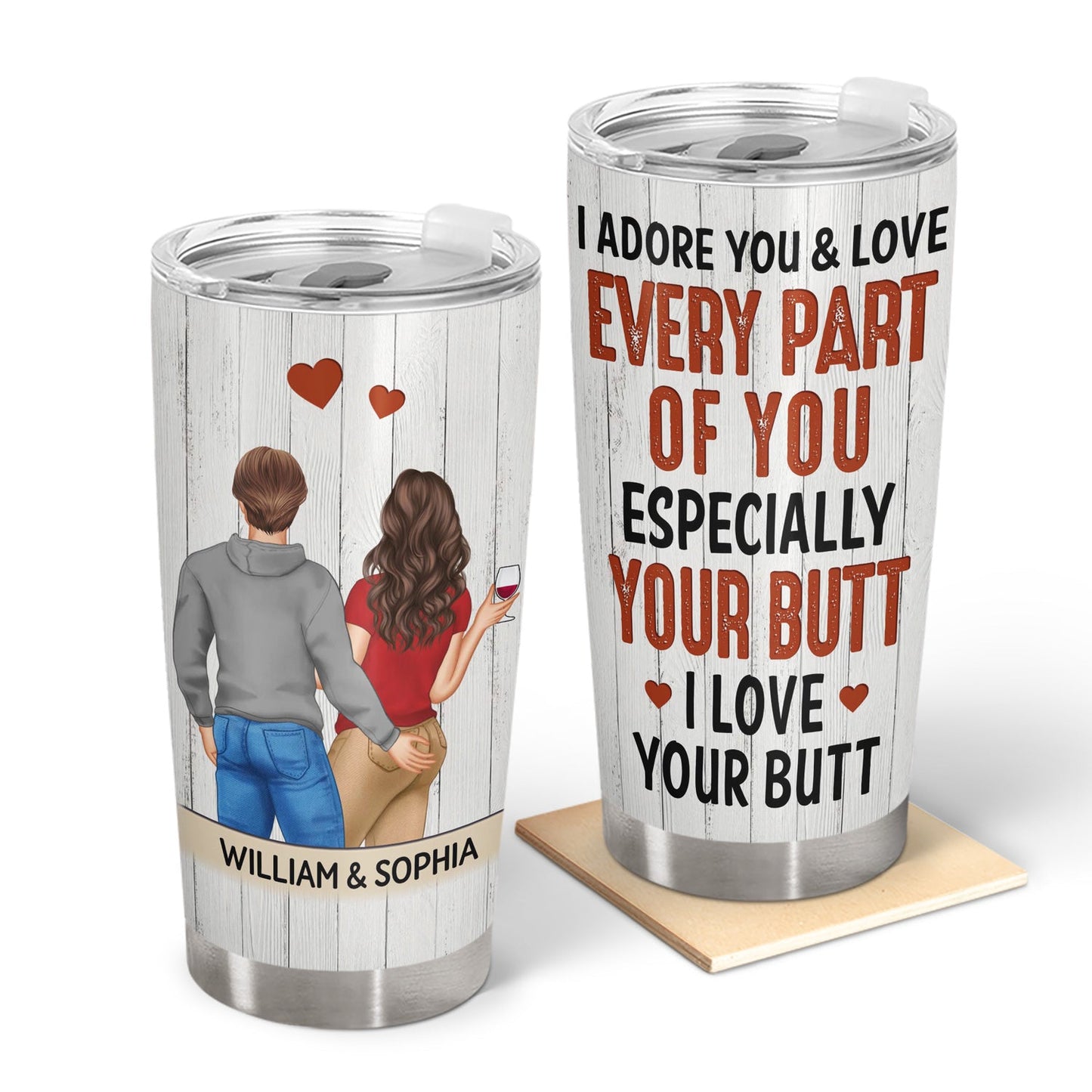 I Adore You And Love Every Part Of You Backside Couple - Anniversary, Vacation, Funny Gift For Couples, Family - Personalized Tumbler