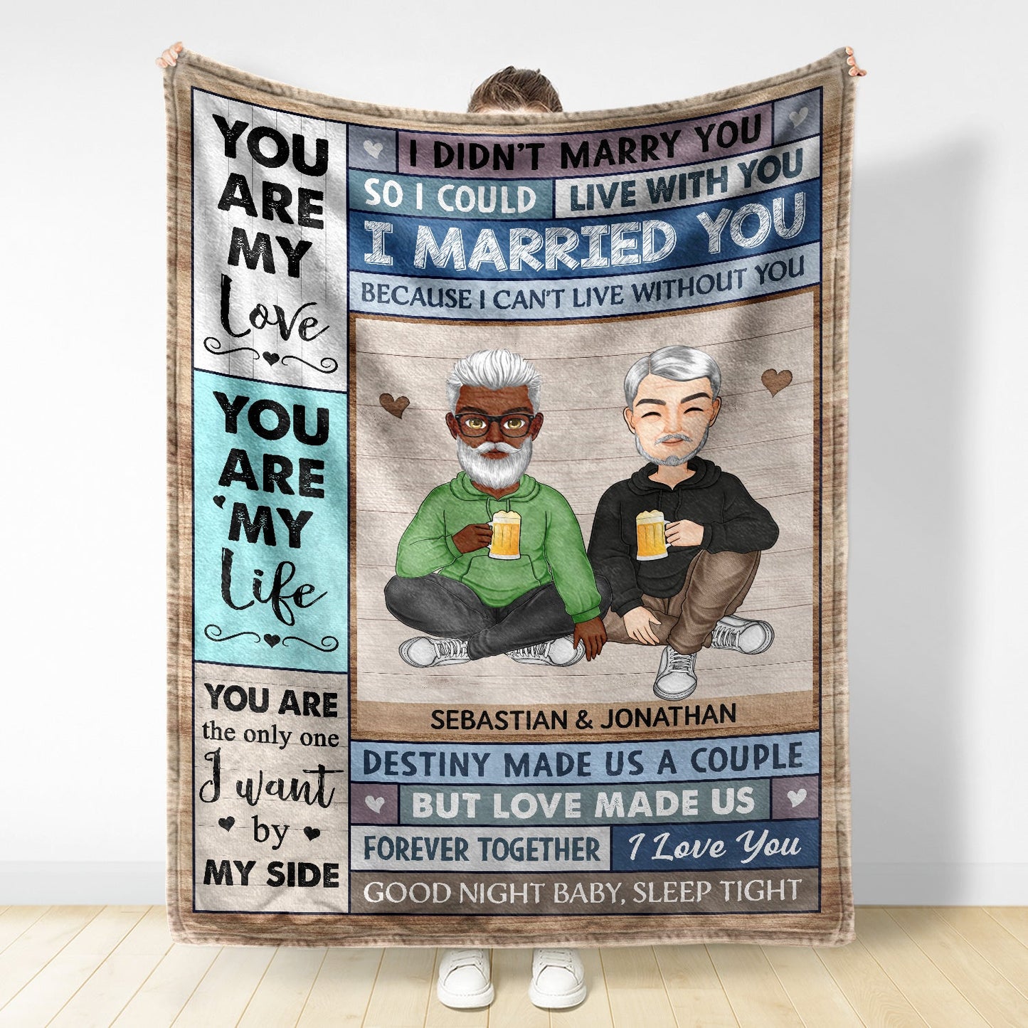 You Are My Love I Married You Because I Can't Live Without You Cartoon Husband Wife - Gift For Couples - Personalized Fleece Blanket