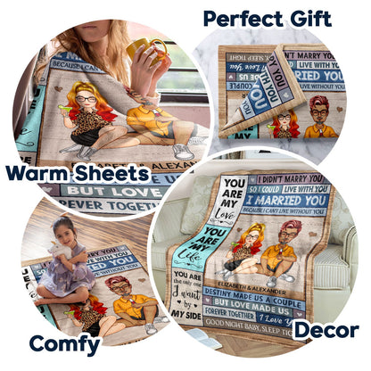 You Are My Love I Married You Because I Can't Live Without You Cartoon Husband Wife - Gift For Couples - Personalized Fleece Blanket